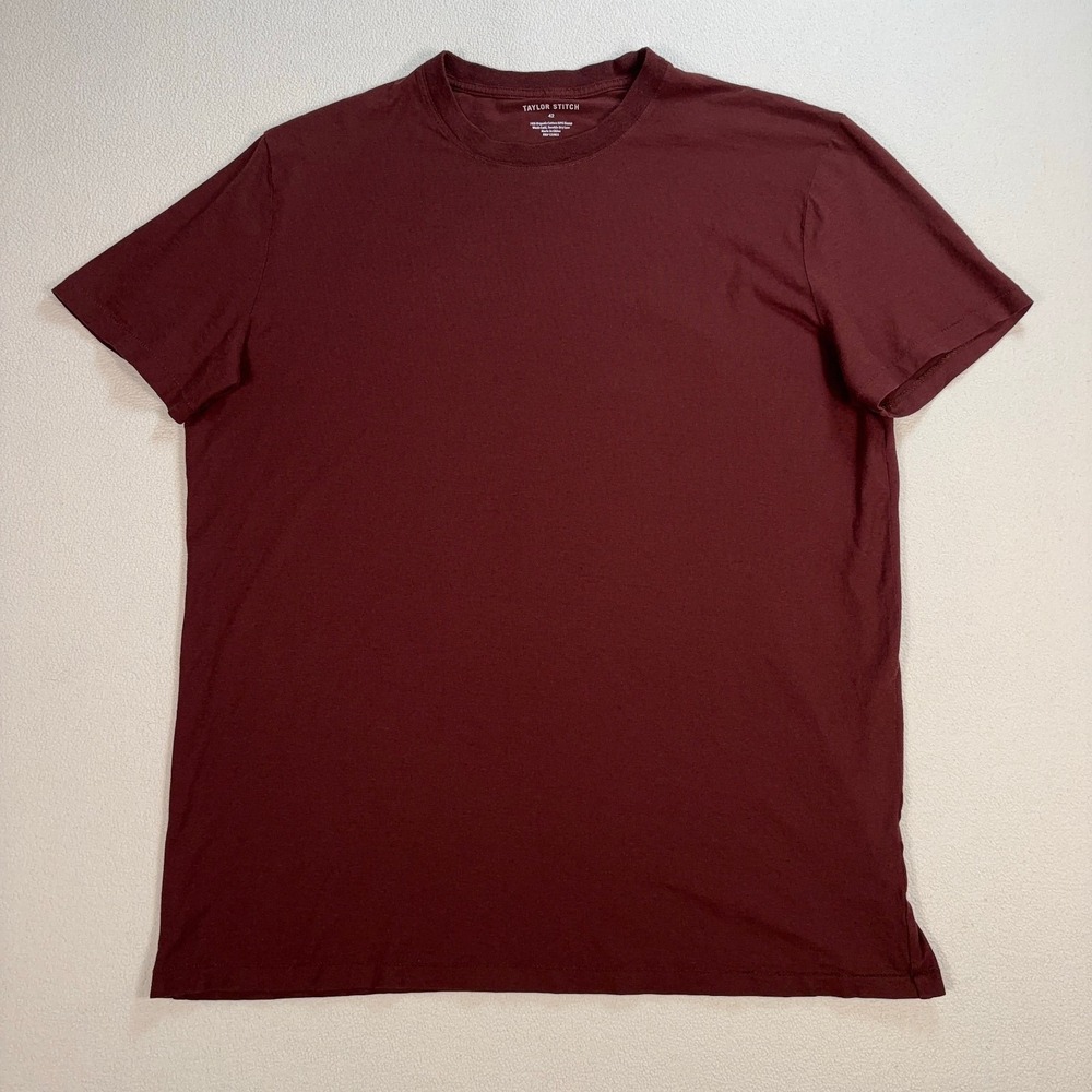 Taylor Stitch Cotton Hemp T-Shirt Men's 42 Burgundy‎ Brown Single Stitch Organic
